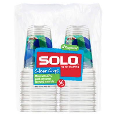 Solo Up for Anything 18 fl oz Clear Plastic Cups, 36 count