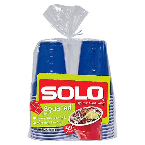 Solo Up for Anything Squared Plastic Cups, 30 count, 18 oz