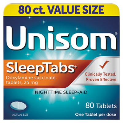 Unisom SleepTabs Nighttime Sleep-Aid Tablets Value Size, 25 mg, 80 count, 80 Each