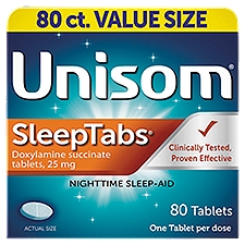Unisom SleepTabs Nighttime Sleep-Aid Tablets Value Size, 25 mg, 80 count