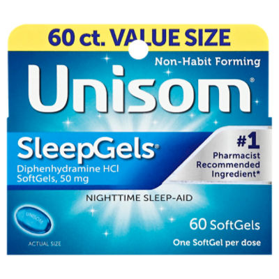 Unisom SleepGels Non-Habit Forming Nighttime Sleep-Aid Value Size, 60 count, 60 Each