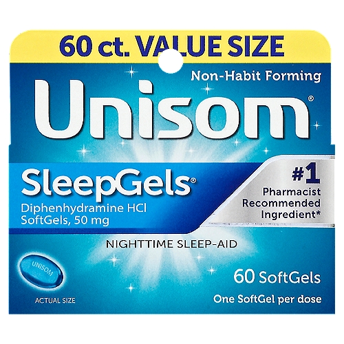 Unisom SleepGels Non-Habit Forming Nighttime Sleep-Aid Value Size, 60 count