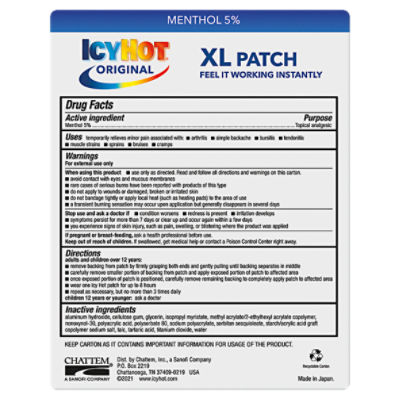 Icy Hot Original Pain Relief Patch for Back and Large Areas X-Large