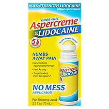 Aspercreme Odor Free with 4% Lidocaine, Pain Relieving Liquid, 2.5 Fluid ounce