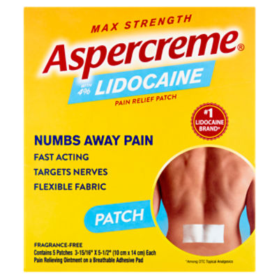 Aspercreme Max Strength with 4% Lidocaine Pain Relief Patch, 5 count
