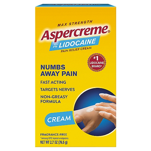 Aspercreme Max Strength with 4% Lidocaine Pain Relief Cream, 2.7 oz