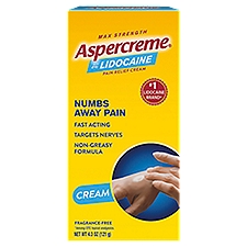 Aspercreme Max Strength with 4% Lidocaine Pain Relief Cream, 4.3 oz, 4.3 Ounce