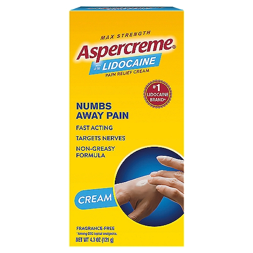 Aspercreme Max Strength with 4% Lidocaine Pain Relief Cream, 4.3 oz