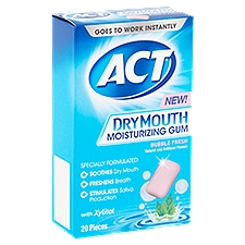 ACT Dry Mouth Bubble Fresh, Moisturizing Gum, 20 Each
