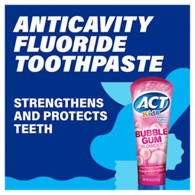 ACT Kids Anticavity Fluoride Toothpaste 4.6 oz. Bubble Gum Blowout