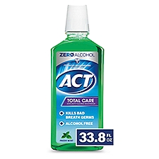 Act Total Care Zero Alcohol Fresh Mint Anticavity Fluoride Mouthwash, 33.8 fl oz, 33.8 Fluid ounce