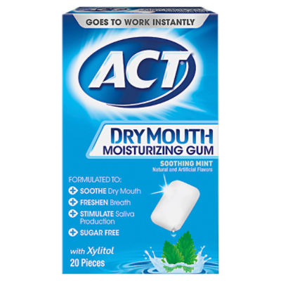 ACT Dry Mouth Moisturizing Gum (20 Ct, Soothing Mint)
