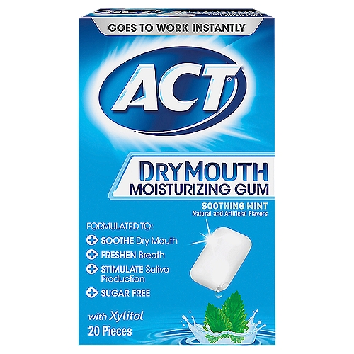 ACT Dry Mouth Moisturizing Gum (20 Ct, Soothing Mint)