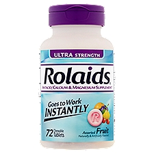 Rolaids Ultra Strength Assorted Fruit Antacid Chewable Tablets, 72 count