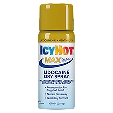 Icy Hot Max Lidocaine Pain Relief Dry Spray, 4 oz
