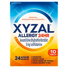 Xyzal Original Prescription Strength 24hr Allergy Tablets, 5 mg, 10 count