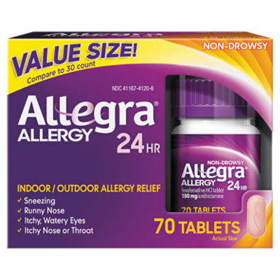 Allegra Adult 24HR Tablet (70 Ct, 180 mg), Allergy Relief