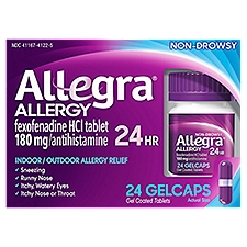 Allegra 24Hr Non-Drowsy Indoor / Outdoor Allergy Relief Gelcaps, 24 count