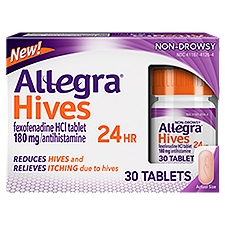 Allegra 24Hr Non-Drowsy Hives 180 mg, Tablets, 30 Each