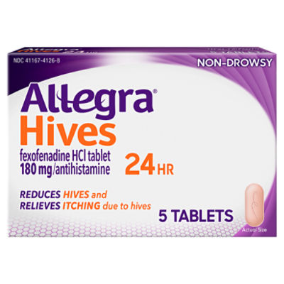 Allegra 24Hr Non-Drowsy Hives Tablets, 180 mg, 5 count