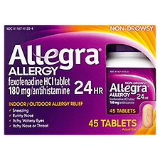 Allegra 24hr Non-Drowsy Allergy Tablets, 180 mg, 45 count
