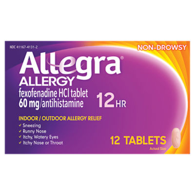Allegra 12Hr Non-Drowsy Indoor / Outdoor Allergy Relief Tablets, 12 count