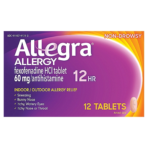 Allegra 12Hr Non-Drowsy Indoor / Outdoor Allergy Relief Tablets, 12 count