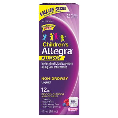 Allegra Children's 12HR Liquid (8 Oz, Berry Flavor, 30 mg), 8 Fluid ounce