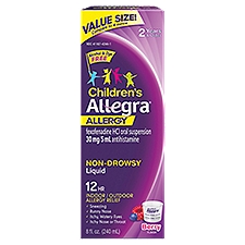Allegra Children's Berry Flavor Non-Drowsy 12Hr Allergy Liquid Value Size!, 2 Years & Older, 8 fl oz