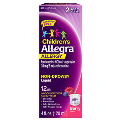 Allegra Children's Allergy 12Hr Berry Flavor Non-Drowsy Liquid, 2 Years & Older, 4 fl oz