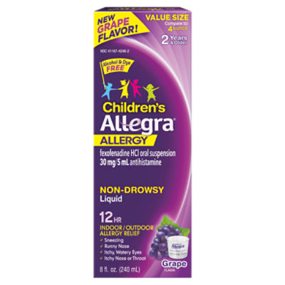 Children's Allegra 12HR Non-drowsy Antihistamine Liquid, Grape, 8 oz.