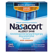 Nasacort Multi-Symptom Allergy 24Hr Relief Non-Drowsy Nasal Spray, 55 mcg, 0.57 fl oz, 2 count, 1.14 fluidOunceUS