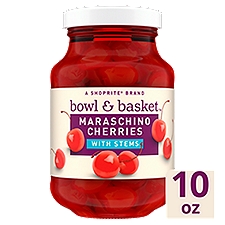 Bowl & Basket Maraschino Cherries with Stems, 10 oz, 10 Ounce
