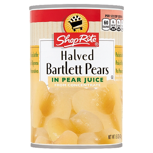 ShopRite Halved Bartlett Pears in Pear Juice from Concentrate, 15 oz