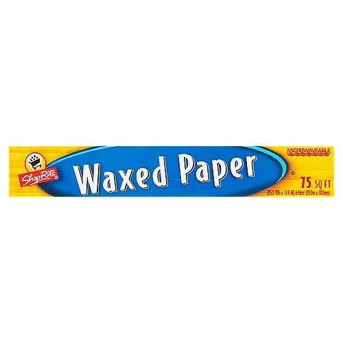 ShopRite 75 sq ft Waxed Paper
Shoprite Waxed Paper is Designed for Preserving Foods by Keeping Moisture in and Air Out.