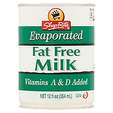 ShopRite Fat Free, Evaporated Milk, 12 Fluid ounce
