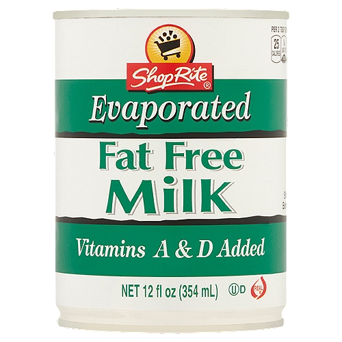 ShopRite Fat Free Evaporated Milk, 12 fl oz