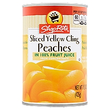 ShopRite Sliced Yellow Cling in 100% Fruit Juice from Concentrate, Peaches, 15 Ounce