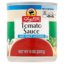ShopRite Tomato Sauce - No Salt Added, 8 Ounce