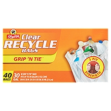 ShopRite Grip 'N Tie 30 Gal Clear Recycle Bags, 40 count