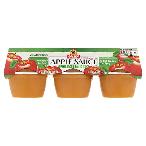 ShopRite Unsweetened Apple Sauce, 4 oz, 6 count