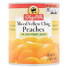 ShopRite Peaches, Sliced Yellow Cling in 100% Fruit Juice, 29 Ounce