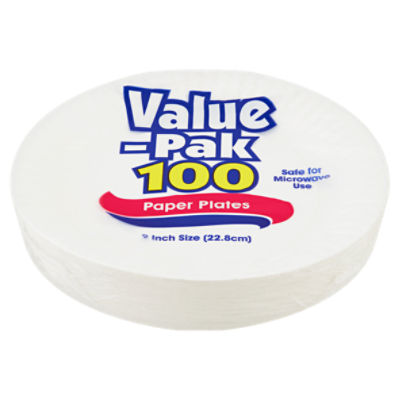 Pantry Essentials Paper Plates Microwave Safe 9 Inch Wrapper - 100 Count