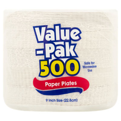 [500 Pack] Disposable White Uncoated Paper Plates - 9 Inch Large Decorative  Craft Paper Plates