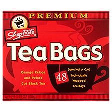 ShopRite Premium Orange Pekoe and Pekoe Cut, Black Tea Bags, 48 Each