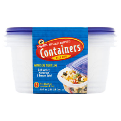ShopRite Deep Dish Size Containers with Seal Tight Lids, 3 count