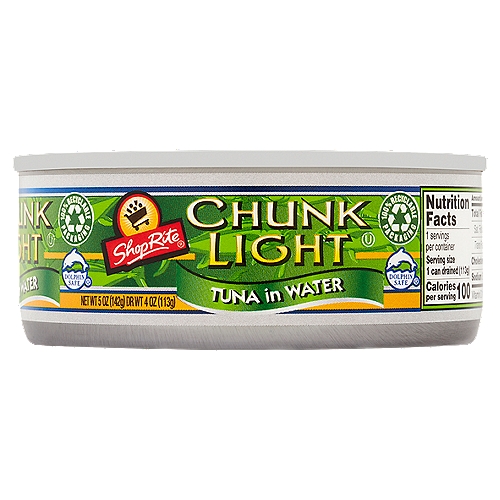 ShopRite Chunk Light Tuna in Water, 5 oz
Dolphin Safe®