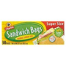 ShopRite Double Zipper Seal Sandwich Bags Super Size, 30 count