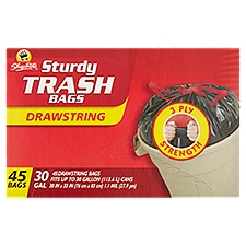 ShopRite 30 Gal Sturdy Drawstring Trash Bags, 45 count