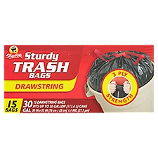 ShopRite 30 Gal Sturdy Trash Drawstring Bags, 15 count